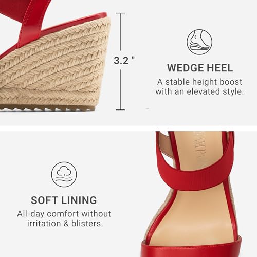 Image of DREAM PAIRS Womens Open Toe Espadrilles Dressy Platform Sandals Slip on Elastic Ankle Strap Wedges Sandals