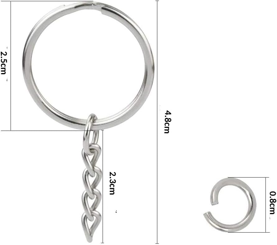 AARACHI 100 Pcs Keyring Blanks Key Chain Metal Split for Crafts DIY Jewelry making and finding open jump ring connector small round split for home car art Organizing Key Replaceable Discs Bulk Acrylic