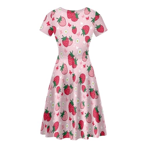 Image of Biyejit Women's Summer Casual Short Sleeve T-Shirt Swing Dress Crew Neck Plus Size S-4XL