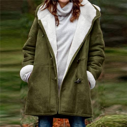 Winter Coats for Women 2024 Warm Plus Size Fleece Lined Jackets Button Down Sherpa Fur Hooded Parka Peacoat Outerwear2