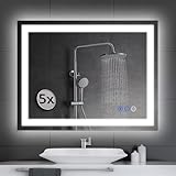 cxxsom Espejo de baño LED de 36 x 28 pulgadas con luz frontal y retroiluminada, espejo de tocador con luces dobles regulables continuas