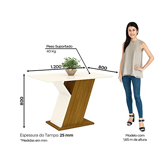 Conjunto Sala de Jantar Mesa 120cm Tampo MDF 4 Cadeiras Zuri Casa 812