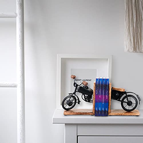 Wooden Bookends | Bookend | Book End | Non Skid Book Stopper | Book Organizer | Bike Design Bookend | Bookends For Shelves | Decorative Bookends | Bookends For Home Office | Bookshelf Décor | Gift #TOP1