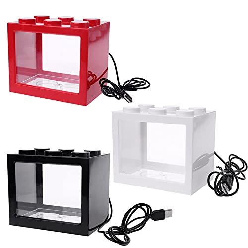Acquario Mini serbatoio di pesce acquario con PORTATO Lampada Light Bettta Pesce Combattimento Cilindro Mini Glass Oblate Pesci Bowl Kit Piccolo serbatoio di pesce Acquari e bocce per pesci