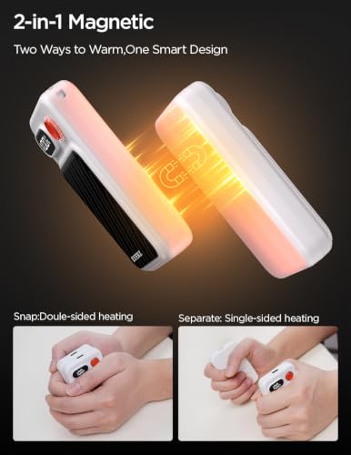 Electric Hand Warmers Rechargeable 2 Pack, Magnetic AI Hand Warmers with LED Display & 4 Levels, Portable Pocket Heater, Gifts for Christmas, Camping, Golf, Raynauds, Hunting, Women & Men - image 6