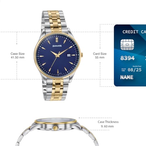 Image of Sonata Jashn with Quartz Analog Blue Dial IPS+IPG Strap Men and Women (Pair) Wedding Watch - 7721087125BM01