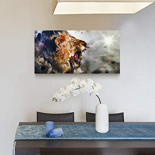 Canvas Wall Art For Living Room Home Decor Bedroom Wall Decor Ink Art Painting Office Wall Decoration Abstract Animal Lion Wall Pictures Posters Room Decor Artwork Large Wall Artworks 20X40 Inch #TOP2
