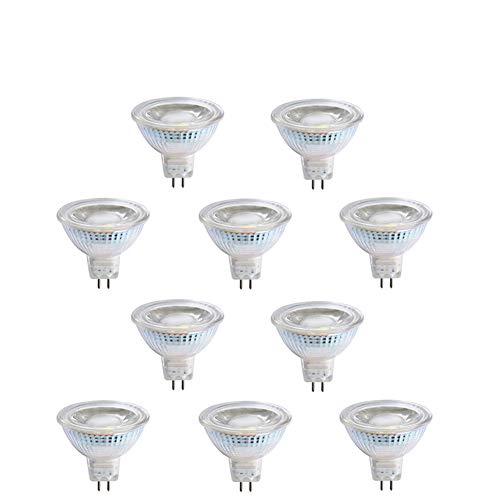 Energy-SL Waterproof Glass Cover MR16 LED 5W(50W Halogen Bulbs Equivalent Replacement) Recessed Downlight LED Light Bulbs 12V 4200K Daylight White CRI 80+ 450 Lumen LED Spotlight Pack of 10