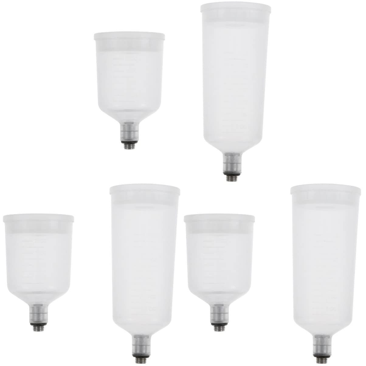 Ciieeo 6-Pack Plastic Airbrush Paint Cups - Refillable, Clear, Plastic Spray Pigment Containers - Black, 3.46x1.38x1.38 inches