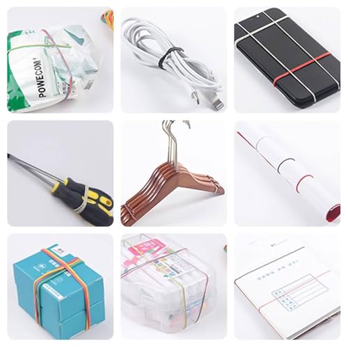 Funalix 400 Stücke Gummibänder Set, Farbige Gummiringe Gemischt Dickes Haushaltsgummi, 200x 28mm & 200x 40mm Gummis für Büro Schule Haushalt (Bunt)