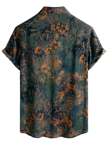 Image of JOTOOK Mens Hawaiian Shirt Short Sleeve Button Down Tropical Shirts Casual Floral Summer Beach Shirt