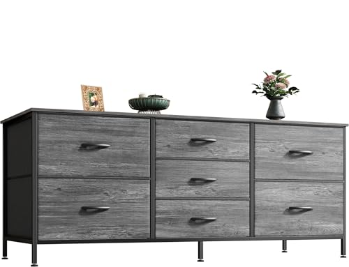 Huuger Dresser with 7 Fabric Drawers, 47 Inch TV Stand for 43, 50, 55 Inch TV, Wide Dresser Chest of...