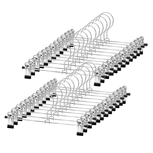 ACCRUX Lot de 24 cintres en acier pour pantalons 28 cm, pinces en PVC antidérapantes réglables pour jupes, shorts vêtements pour enfants Idéal pour économiser de l'espace