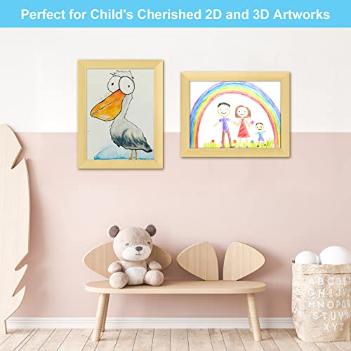 Image of [2-Pack] Kids Art Frames, 8.5x11 Front Opening Kids Artwork Frames Changeable, Gold Artwork Display Storage Frame for Wall, Holds 50 Pcs, for 3D Picture, Crafts, Children Drawing, Hanging Art,