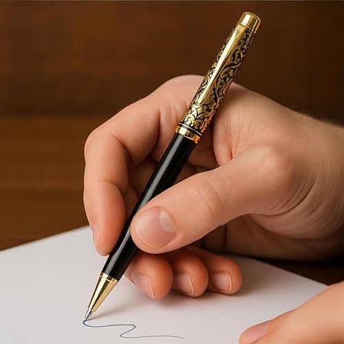Image of Kajri Gifts Customized Pen With Name Luxury Ballpoint Customised Pen With Name Black And Gold Body Personalized Gift For Advocate, Doctors, CA, Corporate (Black Gold Royal)