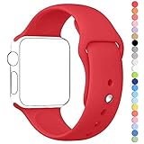 Apple Watch Band, HuanlongTM Soft Silicone Sport Style Replacement Iwatch Strap for Apple Wrist Watch (Red 42mm M/l)
