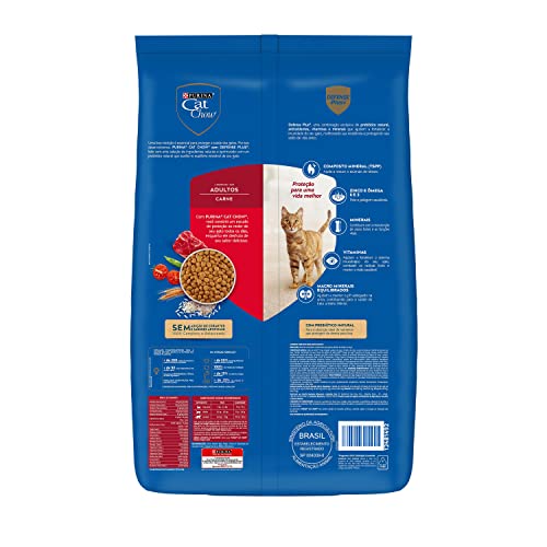 Purina Cat Chow Ração Nestlé Para Gatos Adultos Sabor Carne - 10 1Kg Purina - Sabor Carne