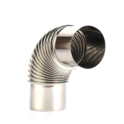 BlissfulAbode Tubo de acero inoxidable de 90 grados para estufas, tubo de combustión resistente al calor para estufas, curva de revestimiento de chimenea, tubo de estufa de combustión múltiple (70 mm)