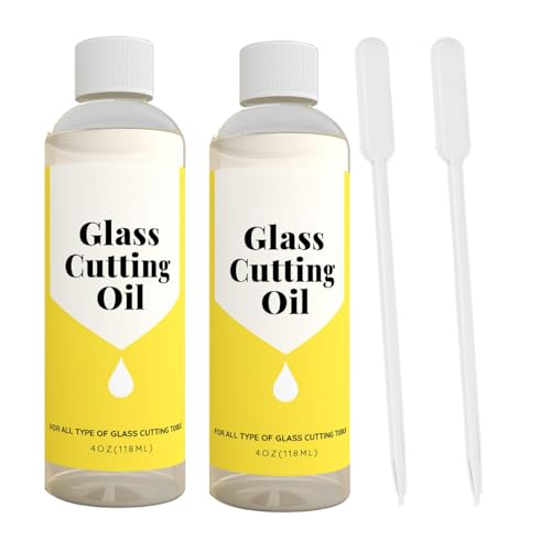 2PCS Glass Cutting Oil 4 Ounces, Suitable for All Glass Cutting Tools, Used for Cutting Glass, Stained Glass, Glass Bottles, Tiles and Mirrors (2 pcs Glass Cutting Oil)
