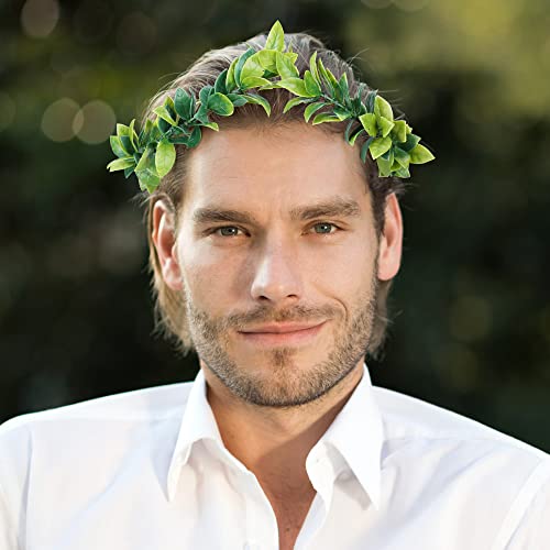Mostory Handmade Green Laurel Leaf Crown Headband For Men’s Wedding Greek Elf God Headpiece For Toga Costume Hair Accessories Groom Queen Prince Mardi Gras Party Carnival Renaissance #TOP3