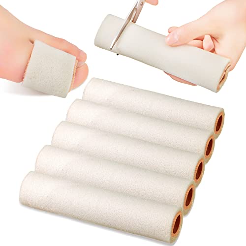 Image of Tondiamo 6 Pcs Foam Toe Sleeves Protector Cuttable Tube, Large, Beige