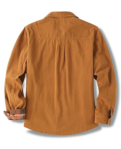 ZENTHACE Men's Heavy Washed Rugged Cotton Shirt Jac Outdoorsy Utility Jacket(Full Flannel Lined)2