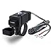 RUIZHI Motocicleta Cargador USB Impermeable Dual USB Cargador de Teléfono Adaptador con Interruptor Power Socket para Scooter Moto - Negro