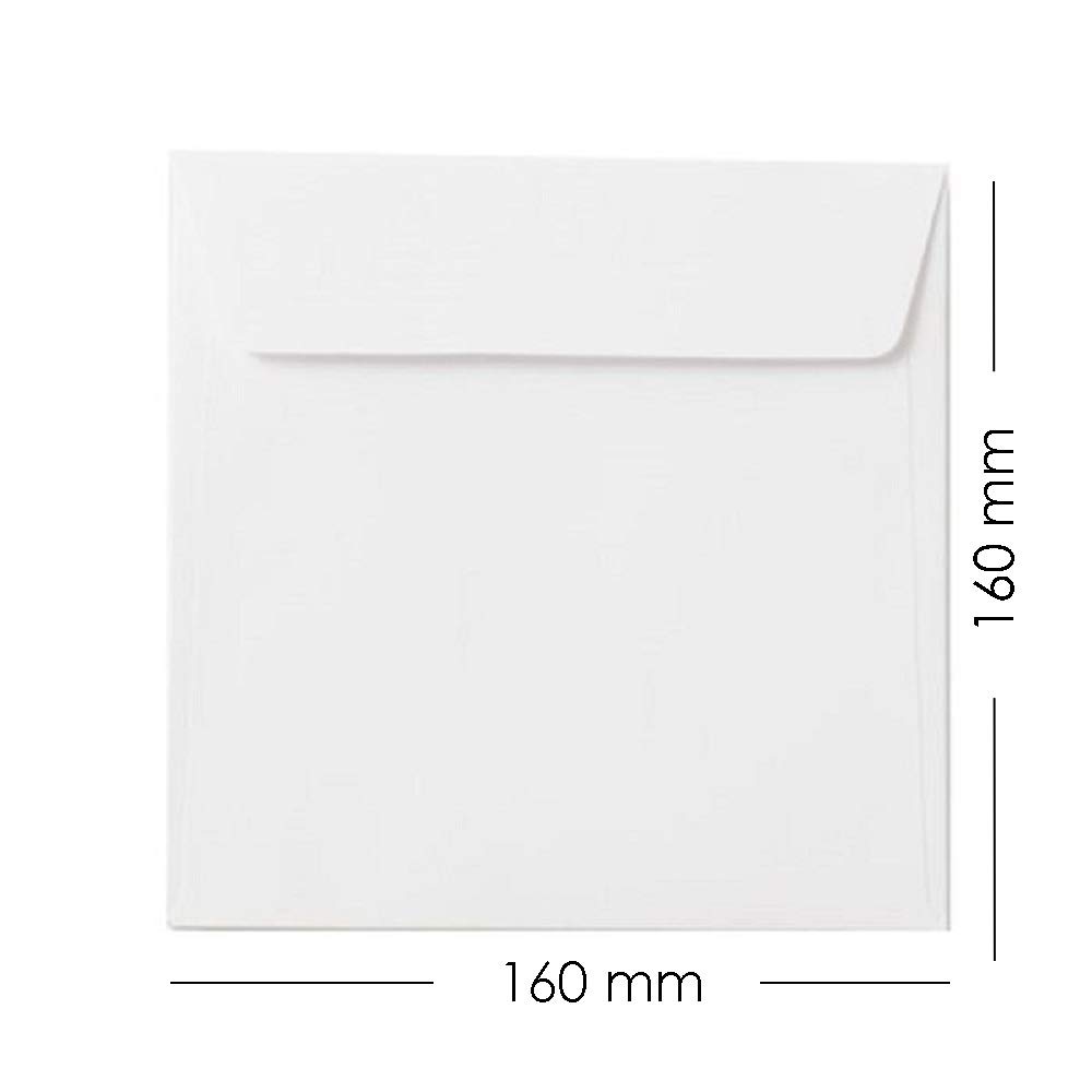 Kwadratowe koperty 160 x 160 mm, 16 x 16 cm z klejem, w zestawie 2 karty podarunkowe do podarowania, białe 1000 sztuk