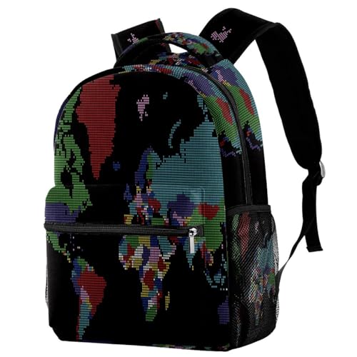 Sac à dos adolescents grand volume contre le désordre scolaire, imprimé carte du monde