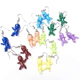 4-8 Pairs Handmade Ugly Doll Earrings Resin Cool Nostalgic Multicolor Weird Wild-Curl Up Hair Funny Crazy Cartoons Mini Drop Earrings for Women Punk Exaggerated Creative Jewelry-A 8pairs