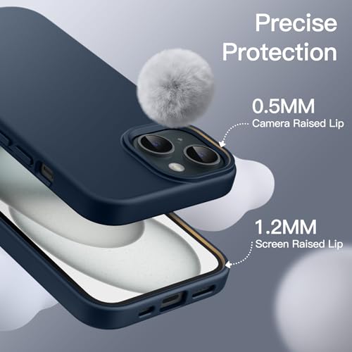 Image of JETech Silicone Cover Case for iPhone 15 Plus 6.7-Inch, Silky-Soft Touch Full-Body Protective Phone Case, Shockproof Cover (Navy)