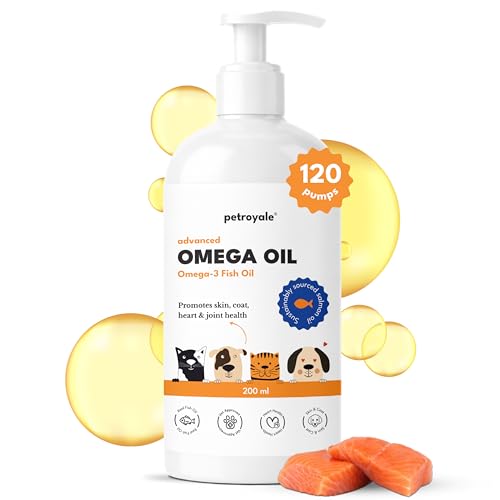 Petroyale Omega 3 Fish Oil for Dogs & Cats - Salmon Fish Oils with Omega 3 6 9 - Supports Skin, Coat, Joints & Immunity- Fish Oil for Dogs & Cats 200ml