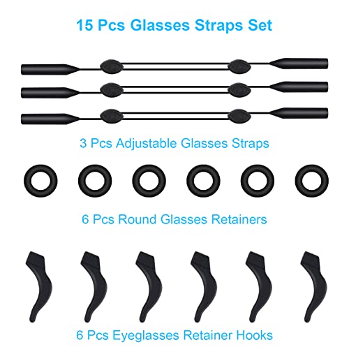 15 Pcs Glasses Strap, Sunglasses Strap, Adjustable Eyeglasses Strap, Sports String Strap For Men Women Kids, 12 Pcs Eyewear Glasses Holders Straps Retainers, Glasses Chains Lanyards Accessories Vopton #TOP1