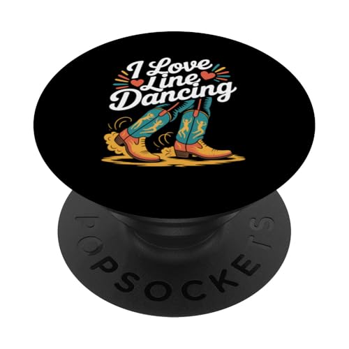 I Love Line Dancing Botas Western Fun PopSockets PopGrip Adhesivo