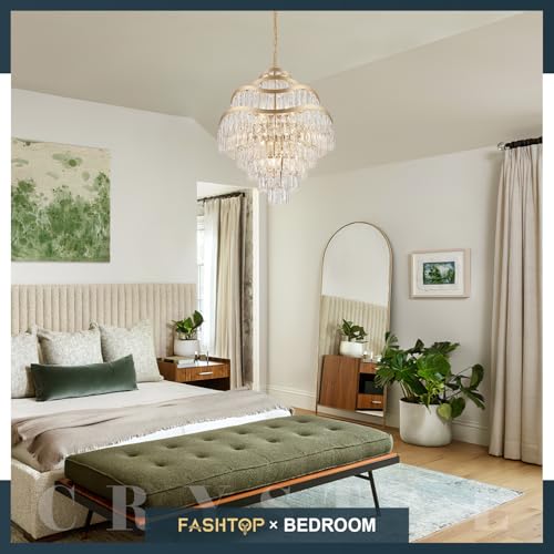 Fashtop 9-Tier Gold Crystal Chandelier 16 Lights Luxury Light Fixtures 24" K9 Crystal Pendant Ceiling Lighting for Living Room Dining Room Foyer Bedroom Kitchen, E12 by Fashtop - Image 9