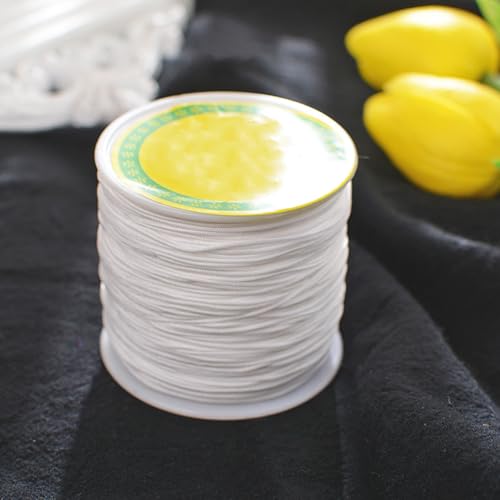 CABODYALS 87.48 Yards 0.8MM White Nylon String for Bracelets Nylon Thread Braided Nylon Cord Wind Chime Outdoor Twine String for Beading Necklaces Blinds DIY Craft Jewelry Making Chinese Knotting - Thumbnail 3