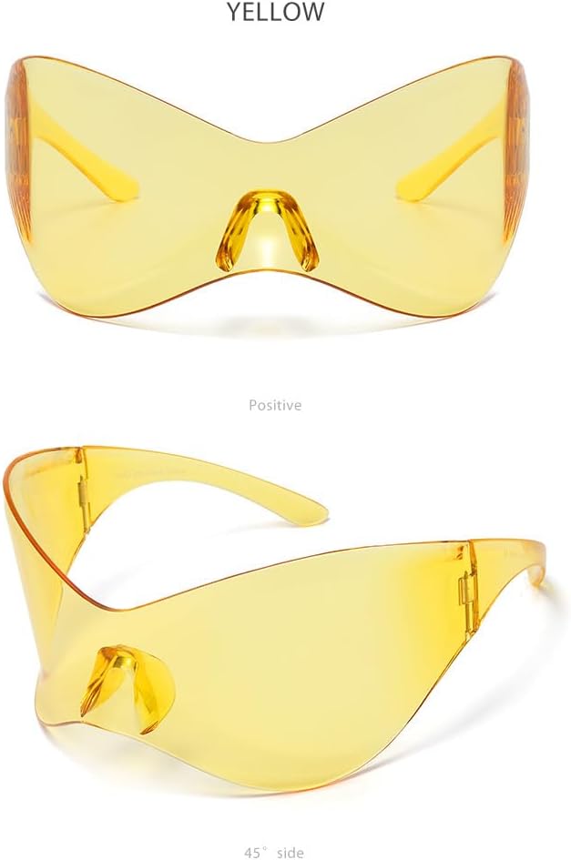Futuristic Sunglasses for Men Women Oversized Wrap Around Shield Mask Sun Glasses Shades Comic Costume Cosplay