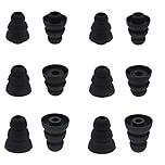 BLLQ 6 Pairs Replacement Triple Flange Conical Ear Tips Earbuds Eartips Silicone Buds for Most in Ear Headphones (Sony Senso Powerbeats Jaybird etc.) Black [S/M/L 3 Size] (3flange Tips 3)
