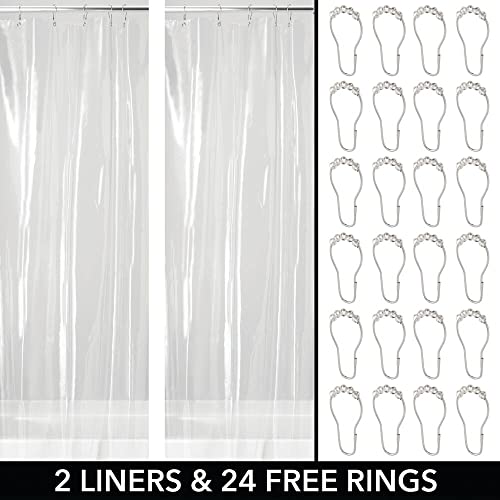 Mdesign Waterproof, Heavy Duty Shower Curtain, Liner - Premium Quality 4.8-Gauge Vinyl, With Shower Rings, For Bathroom Shower And Bathtub - 54 Inches X 78 Inches, Set Of 4 - Clear/Chrome #TOP1