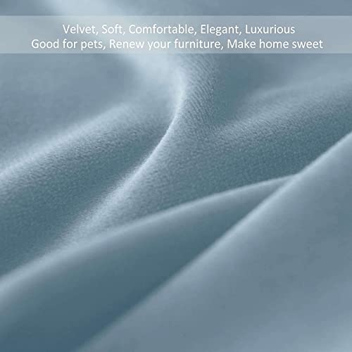 Housse coussin de canapé velours extensible bleu clair de qualité