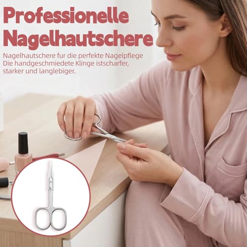 Hautschere Mit Dünner Spitze,Professionelle Nagelhautschere Mit Gebogener Spitze,Nagelschere,Nagelhaut,Extra Scharf Aus Edelstahl,Zum Präzisen Kürzen Entfernen Von Nagelhaut,Augenbrauen Und Wimpern