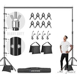 LimoStudio 10′ x 10′ (W x H) Upgraded New Heavy Duty Backdrop Stands, Adjustable Background Support, Metal Cap Head Tripods, Shock Proof & Anti-Slip Rubbers, Complete Accessory, Photo Studio, AGG2862