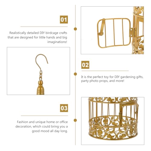 Cage à oiseaux dorée pour votre décoration de mariage chic et table de fête - 4