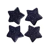 Rockcloud Pack of 4 Healing Crystals Star Shape Worry Stones Pocket Stone Hand Carved Ornamant Home Decoration, Blue Sand Stone