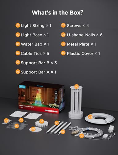 Govee Christmas Cone Tree Lights, 1.82m 316 LEDs RGBIC String Lights with Smart App Control, 82+ Scene Modes, IP67 Waterproof Holiday Decor for Halloween & Christmas, Music Sync, White - Image 9