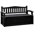 Flamaker 80 Gallon Storage Bench Outdoor Indoor, Durable All-Weather Seating with Hidden Storage, Lockable Deck Box for Garden, Patio, Poolside (Black)