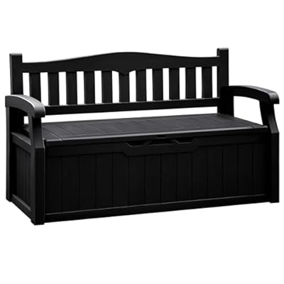 Flamaker 80 Gallon Storage Bench Outdoor Indoor, Durable All-Weather Seating with Hidden Storage, Lockable Deck Box for Garden, Patio, Poolside (Black)