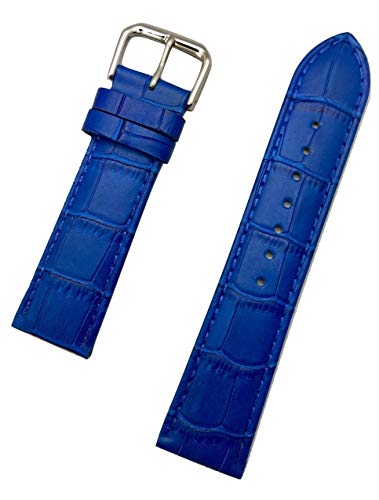22Mm Royal Blue Genuine Leather Watchband | Alligator Crocodile Grained, Lightly Padded Replacement Watchstrap That Brings New Life To Any Watch (Mens Standard Length) #TOP15
