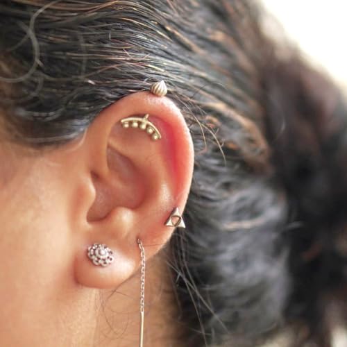 Image of Quirksmith 925 Sterling Silver Bugadi Earrings /Helix Piercing Studs with 925 Stamp And Certificate Of Authenticity /Gift for women