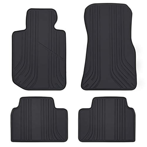 San Auto Car Floor Mat Custom Fit for BMW 3/4 Series 2019-2025 G20 G21 M3(G80) M4(G83) i4(G26) Full Black Rubber Auto Floor Liners Set All Weather Protection Heavy Duty Odorless